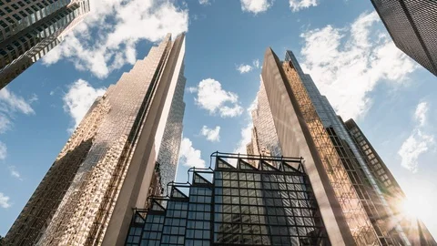 Financial District Office Buildings Clouds Stock Footage 88715095
