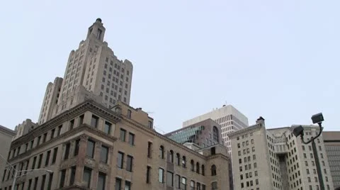 Financial District Skyline Low Angle Stock Footage 10684493