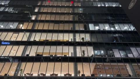 Financial District Toronto From Below Featuring Skyscrapers And Soft Night Stock Footage 314343918