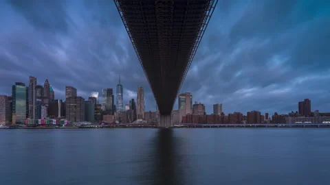 Financial District from Under Brooklyn bridge Stock Footage 178956668