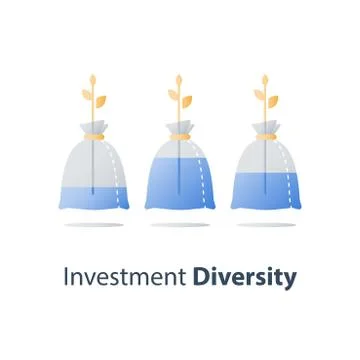 Financial diversification, split capital, divide asset, plant stem, earn mone Illustrazione stock