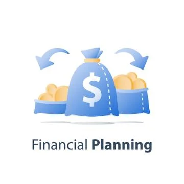 Financial diversification, split capital, divide asset, investment options, e Stock Illustration