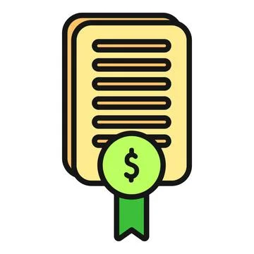 Financial document agreement icon with dollar award ribbon 스톡 일러스트