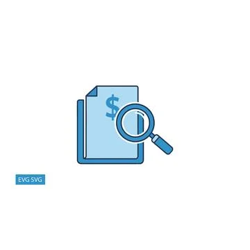 Financial document analysis with magnifying glass icon with white background Stock Illustration