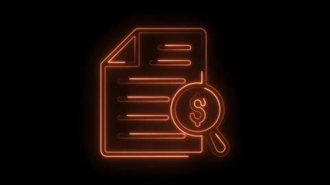 Financial document analysis neon style animation accounting review and Stock Footage 322962931