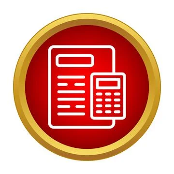 Financial document and calculator icon for accounting Illustrazione stock