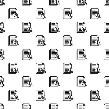Financial document auditing and analysis seamless pattern Illustrazione stock