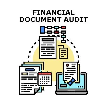 Financial document auditing process and business analysis イラスト素材
