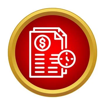 Financial document with clock showing time and money Stock Illustration