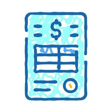 Financial document displaying dollar sign, chart, and data Stock Illustration