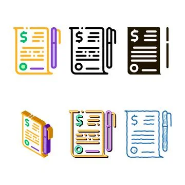 Financial document file agreement pen range vector icon Stock Illustration