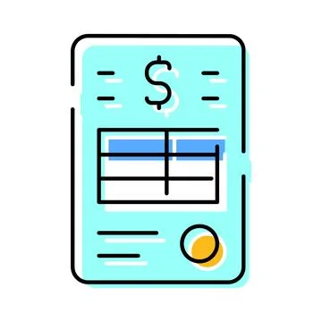 Financial document icon representing invoice or bill payment Illustrazione stock