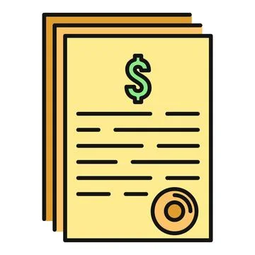 Financial document icon showing report and official seal Stockillustratie