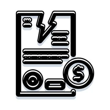 Financial document with lightning bolt and dollar icon Illustrazione stock