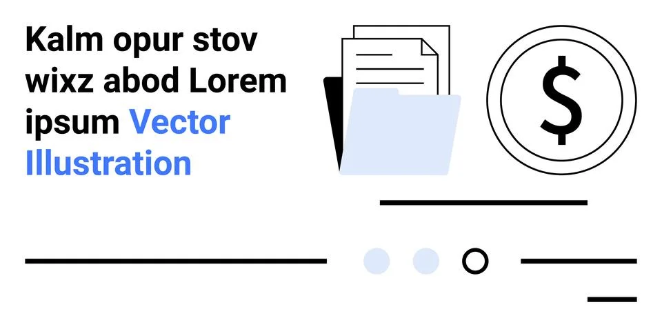 Financial Document Management System with Dollar Sign and Documents Stock Illustration