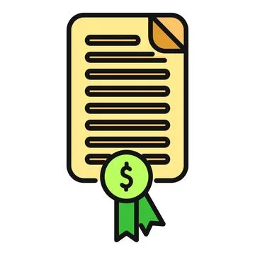 Financial document or contract with dollar currency symbol ribbon Stock Illustration