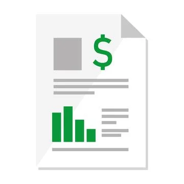 Financial document paper with statistics and dollar symbol Stock Illustration