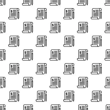 Financial document pattern with bill and pen icons Stock Illustration