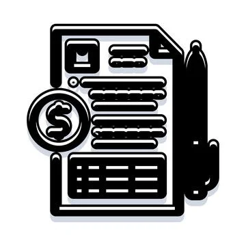 Financial document with pen and dollar symbol Stockillustratie