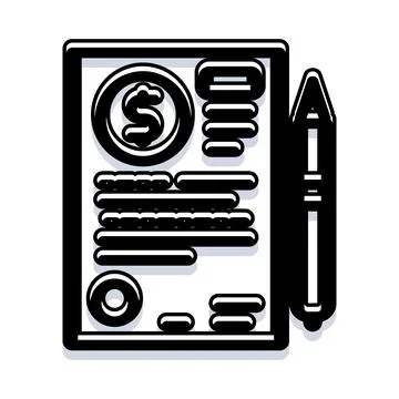 Financial document with pen, showing payment transaction and audit Stock Illustration