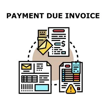 Financial document processing, invoice, and payment deadline concept Stock Illustration