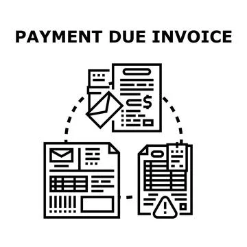 Financial document processing, invoice, and payment deadline concept Stock Illustration