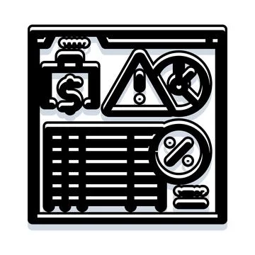 Financial document report analyzing risks and percentages Stockillustratie