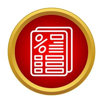 Financial document showing percentage data in red icon Stock Illustration