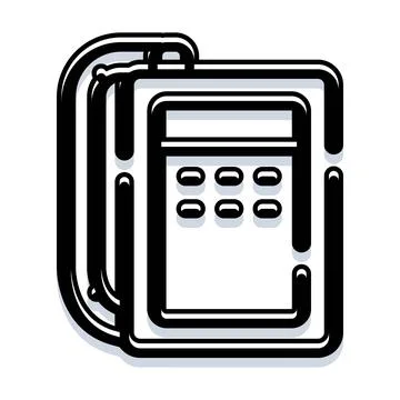 Financial document stack with calculator displaying numbers Stock Illustration