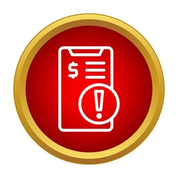 Financial document with warning icon on red button Illustrazione stock