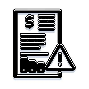 Financial document with warning sign indicating debt alert Stockillustratie