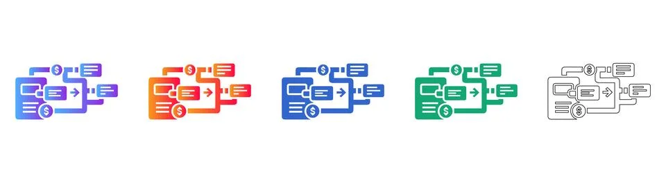 Financial Document Workflow Icons Stockillustratie