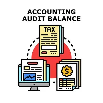 Financial documents and digital data for accounting audit balance イラスト素材