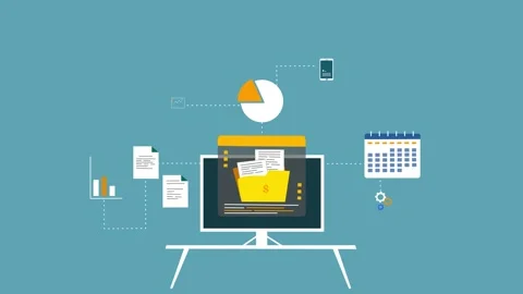 Financial Documents on Computer Screen Animation Stock Footage 317853837