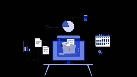 Financial Documents on Computer Screen Animation Stock Footage 317853852