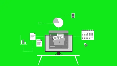 Financial Documents on Computer Screen Animation Stock Footage 317853888