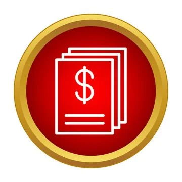 Financial documents with dollar sign in red circle icon イラスト素材