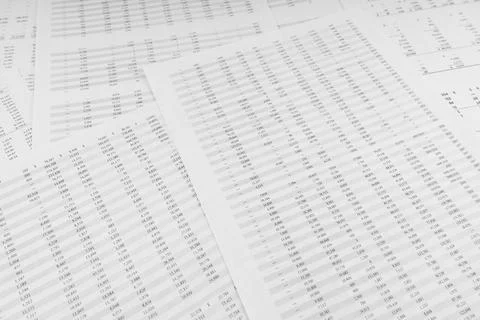 Financial documents lying on the table. Close-up view. Stock Photos