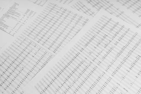 Financial documents lying on the table. Close-up view. Stock Photos
