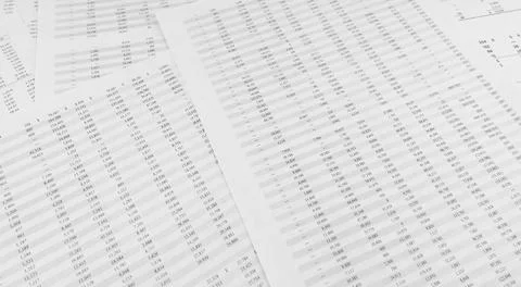 Financial documents lying on the table. Close-up view. Stock Photos