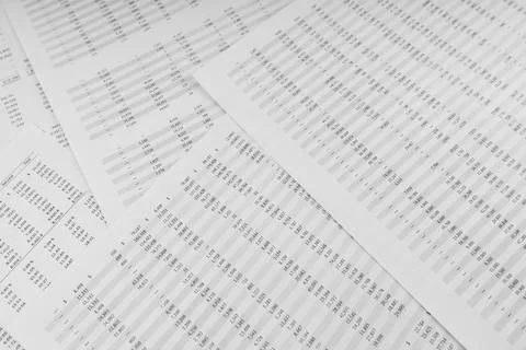 Financial documents lying on the table. Close-up view. Stock Photos