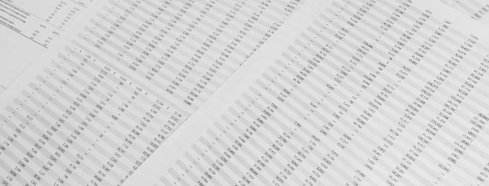Financial documents lying on the table. Close-up view. Stock Photos