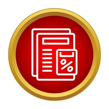 Financial documents with percentage icon in red circle Stock Illustration