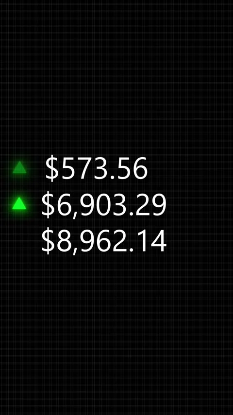 Financial dollar values grid background white price figures, green upward marker Stock Footage 340556621