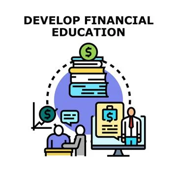 Financial education developing investment knowledge and advisory experience 库存插图