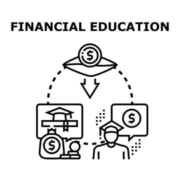 Financial education obtaining knowledge for improved money management Stock Illustration