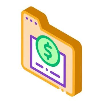 Financial Electronic Computer Folder isometric icon Stock Illustration
