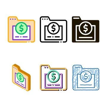Financial electronic computer folder vector mix icon Stockillustratie