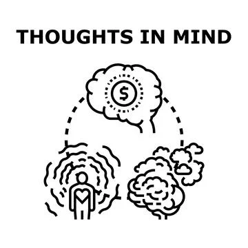 Financial, emotional and creative thoughts in mind concept Stock Illustration