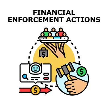 Financial enforcement actions concept illustration enforcing rules Stock Illustration